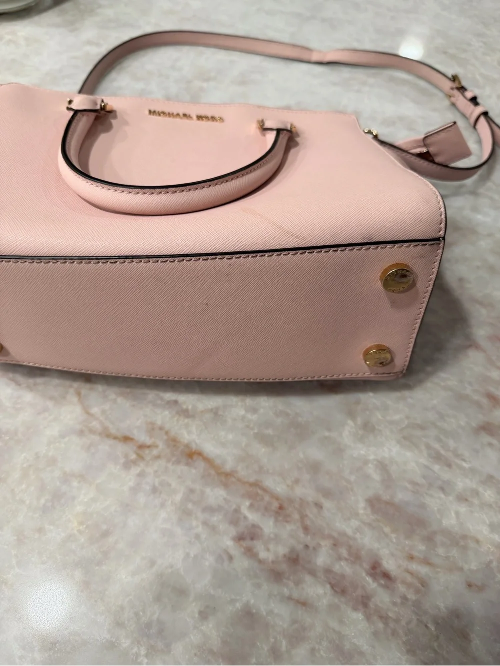 Michael Kors Pink Saffiano Leather Satchel with Crossbody Strap